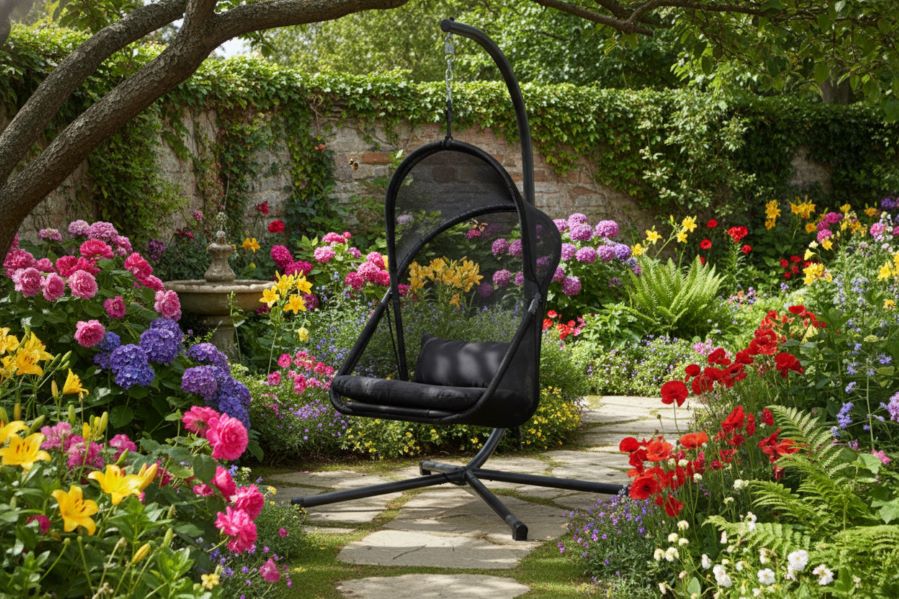 Jumi Záhradné závesné relaxačné kreslo OM-258839 antracit 9